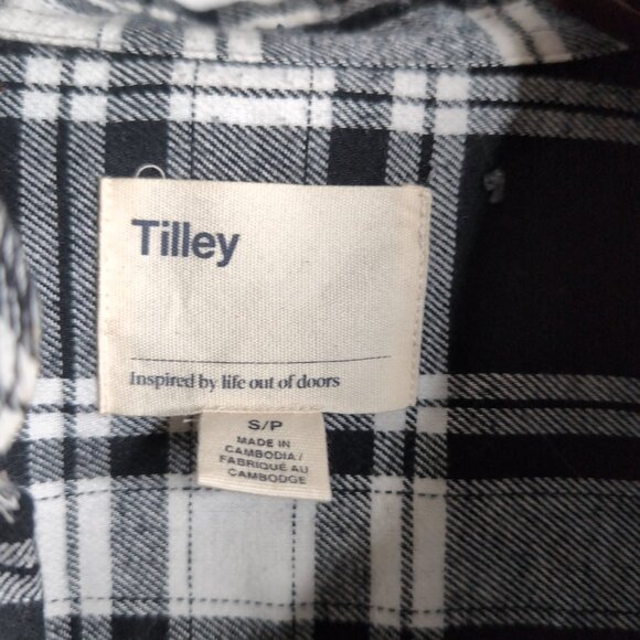 NWOT Tilley Men's Black and White Plaid/Flannel Button Up Shirt, Small - Picture 3 of 7